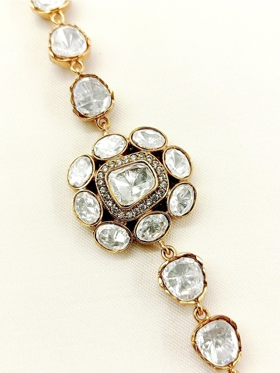 Aanandi White Kundan Bracelet - House of Sarvati LLC