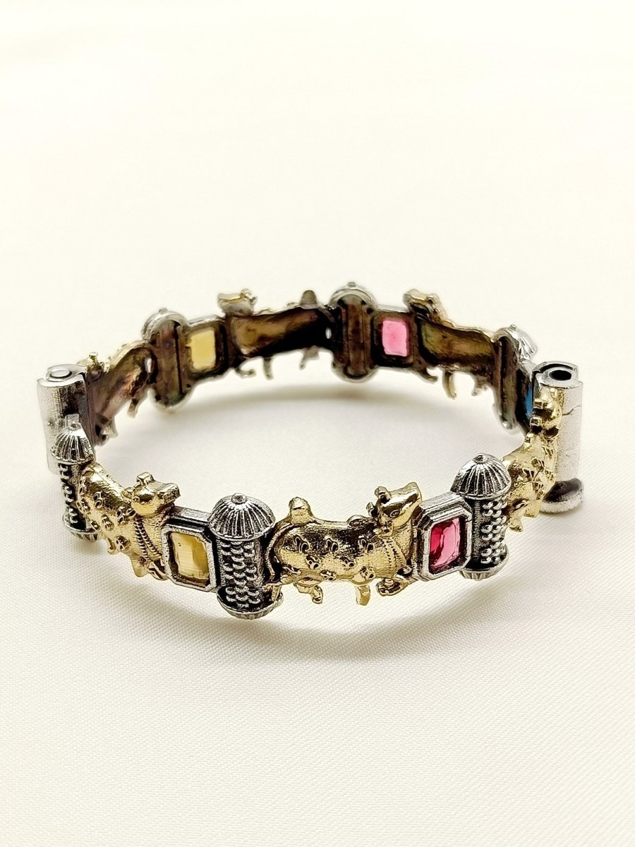 Aayesha Multi Colour Cow Oxidized Kada - House of Sarvati LLC
