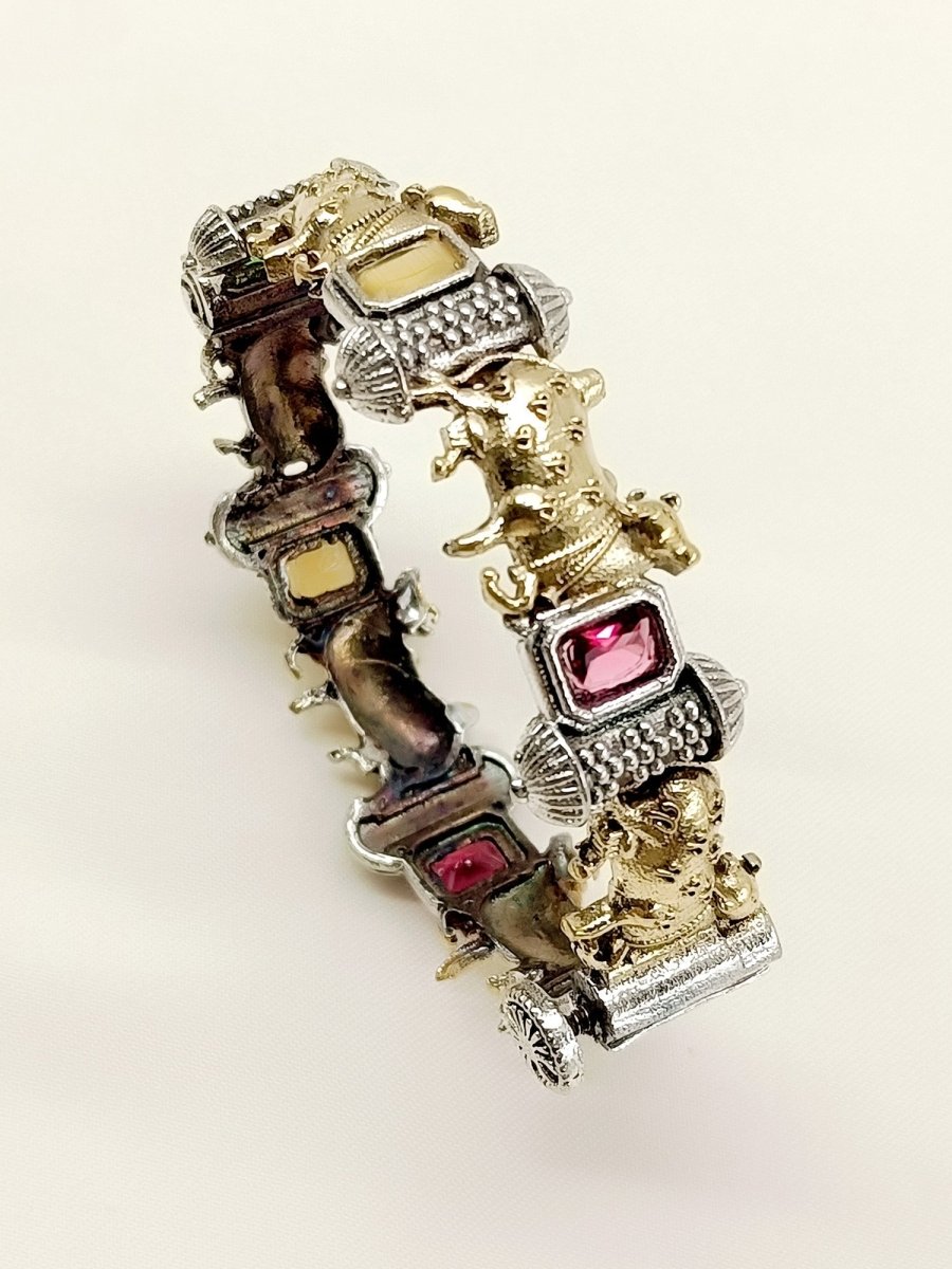 Aayesha Multi Colour Cow Oxidized Kada - House of Sarvati LLC