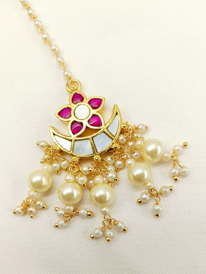 Abhikhya Majenta Kundan Maangtikka - House of Sarvati LLC