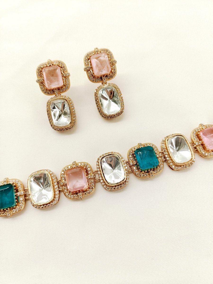 Abhikhya P&G Kundan Choker Set - House of Sarvati LLC