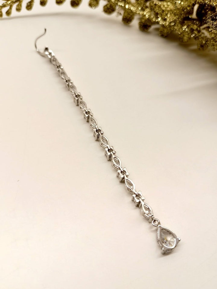 Abhilasha White American Diamond Maangtikka - House of Sarvati LLC
