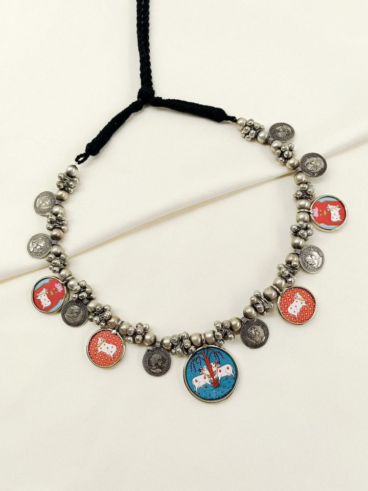 Addison Multi Colour Oxidized Neckpiece - House of Sarvati LLC