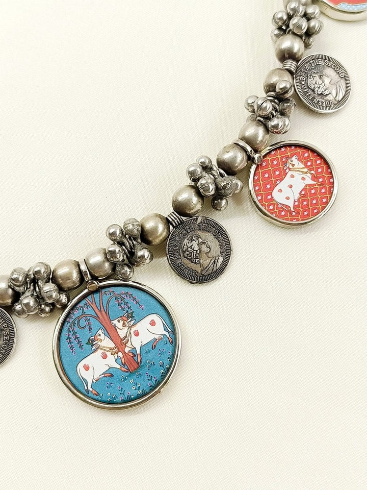 Addison Multi Colour Oxidized Neckpiece - House of Sarvati LLC