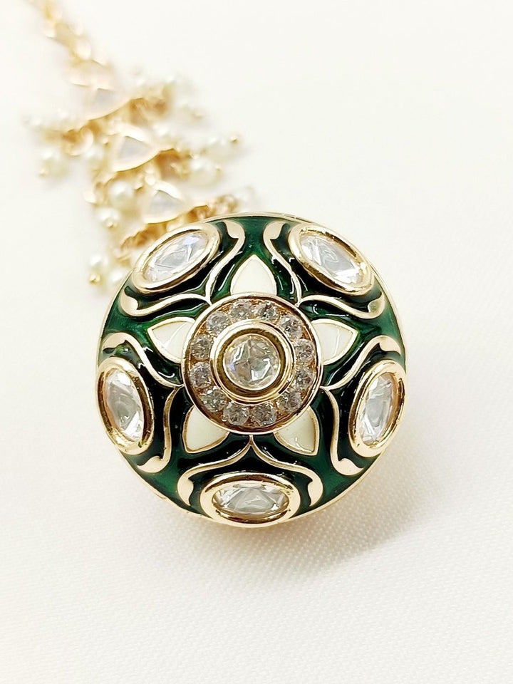 Agam Green Kundan Borla - House of Sarvati LLC
