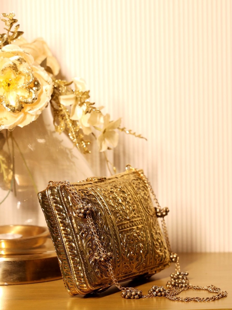 Aiva Golden Evening Clutch - House of Sarvati LLC