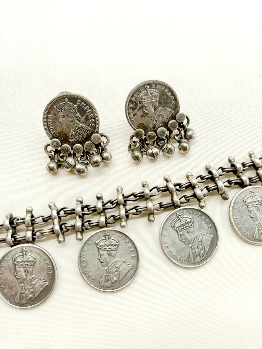 Ajuri German Silver Oxidized Necklace Set - House of Sarvati LLC