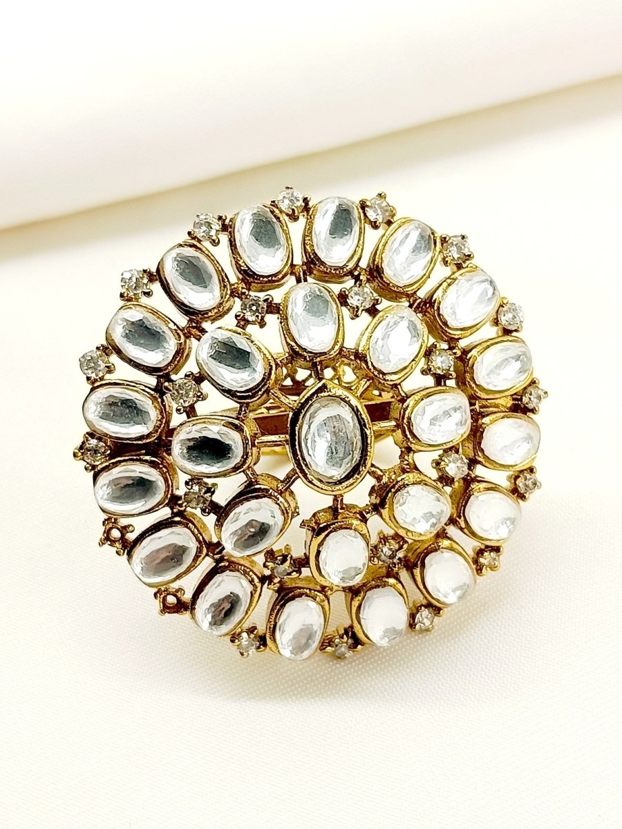 Alvina Kundan Combo Set In White - House of Sarvati LLC