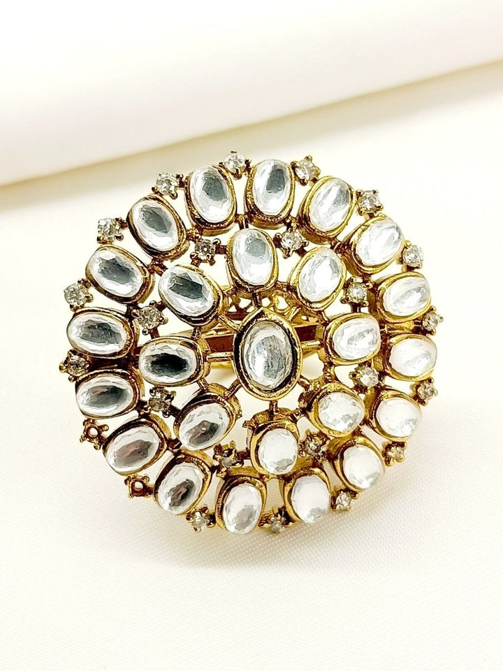 Alvina Kundan Combo Set In White - House of Sarvati LLC