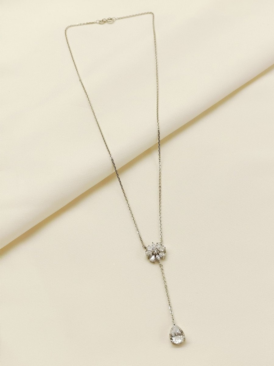 Amelia 92.5 Silver Swarovski Stone Pendal - House of Sarvati LLC