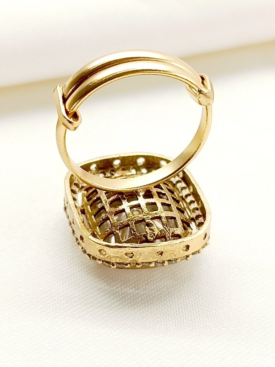 Aneesha White Kundan Finger Ring - House of Sarvati LLC