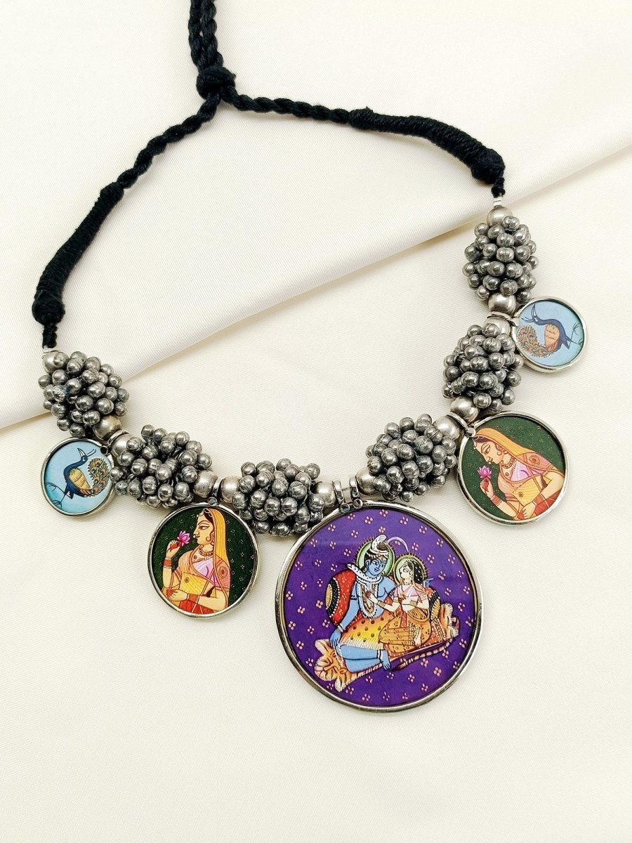 Anelle Multi Colour Oxidized Neckpiece - House of Sarvati LLC