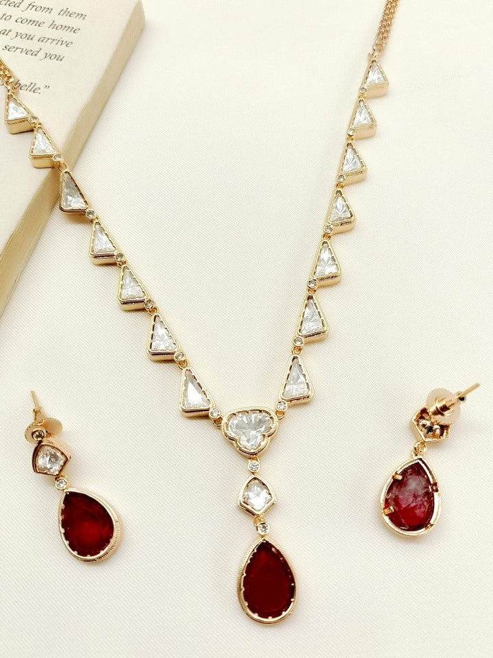 Angelica Ruby Kundan Necklace Set - House of Sarvati LLC