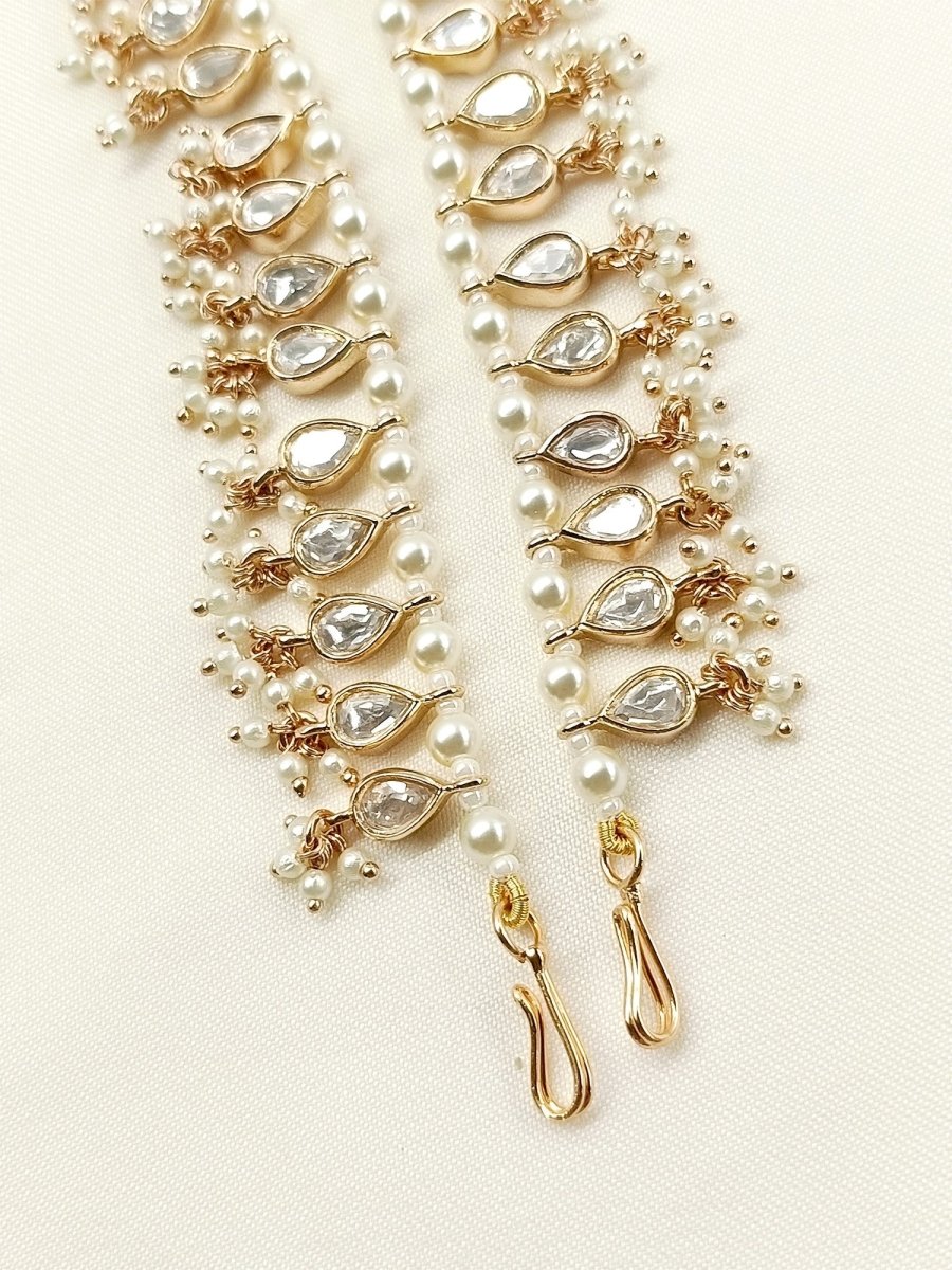 Angelica White Traditional Ear Chain - House of Sarvati LLC