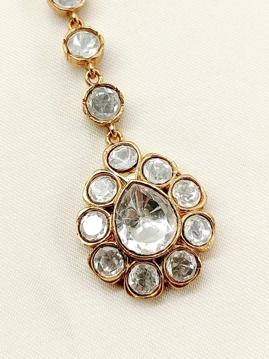 Anika White Kundan Maangteeka - House of Sarvati LLC