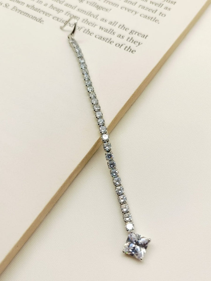 Anmol White American Diamond Maang Teeka - House of Sarvati LLC