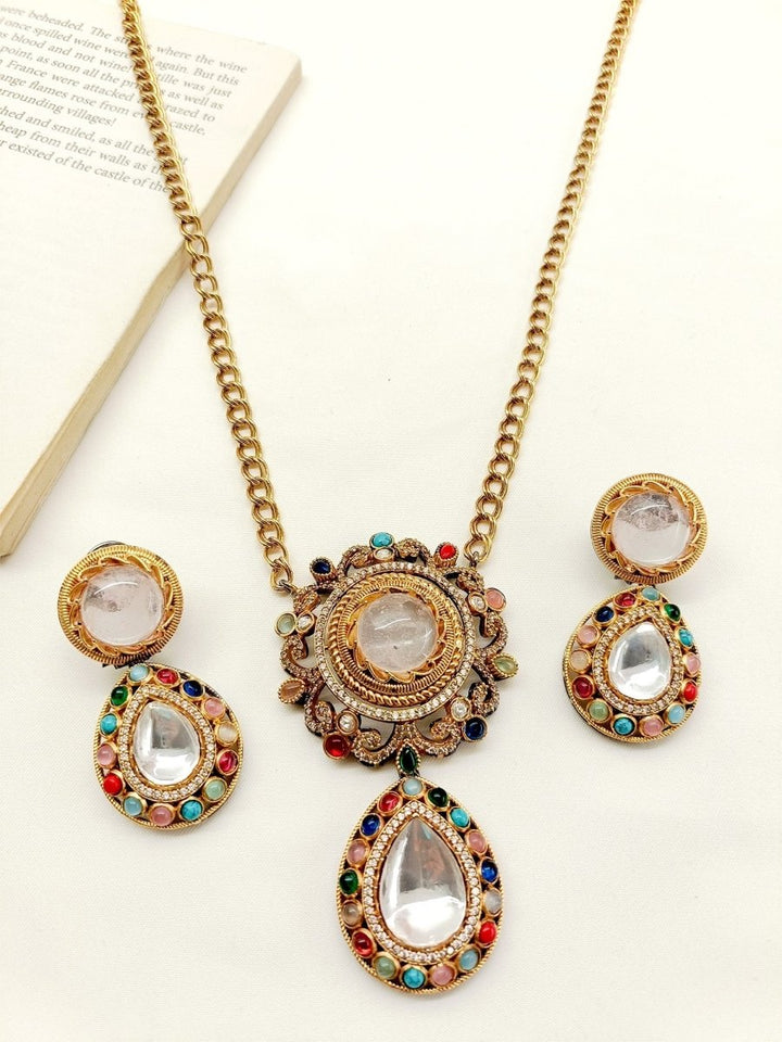Annapurna Navaratna Victorian Pendant Set - House of Sarvati LLC