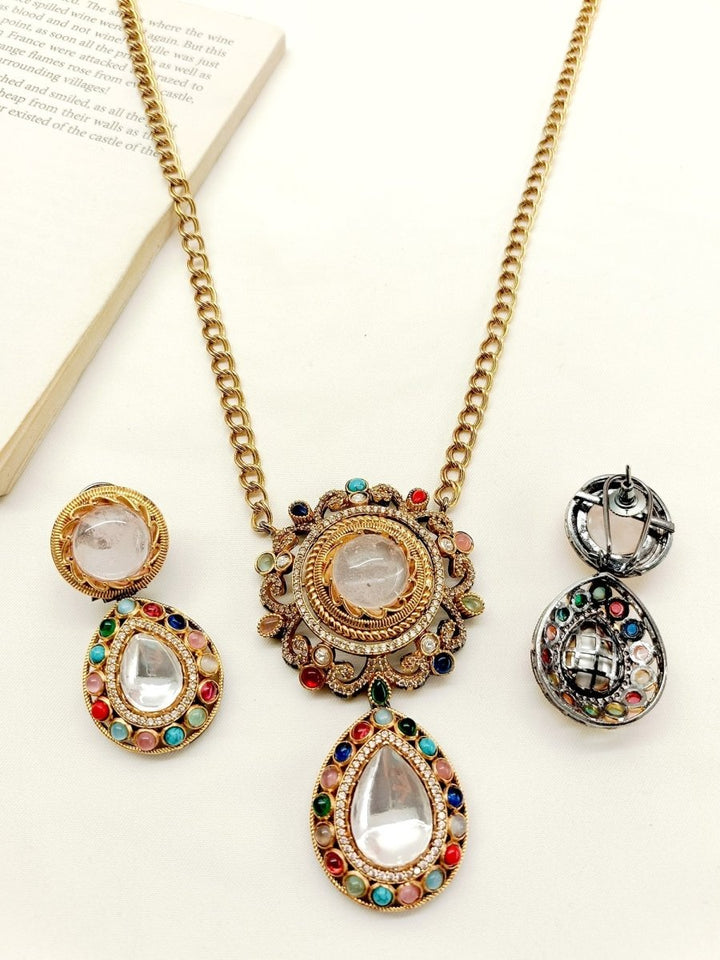 Annapurna Navaratna Victorian Pendant Set - House of Sarvati LLC