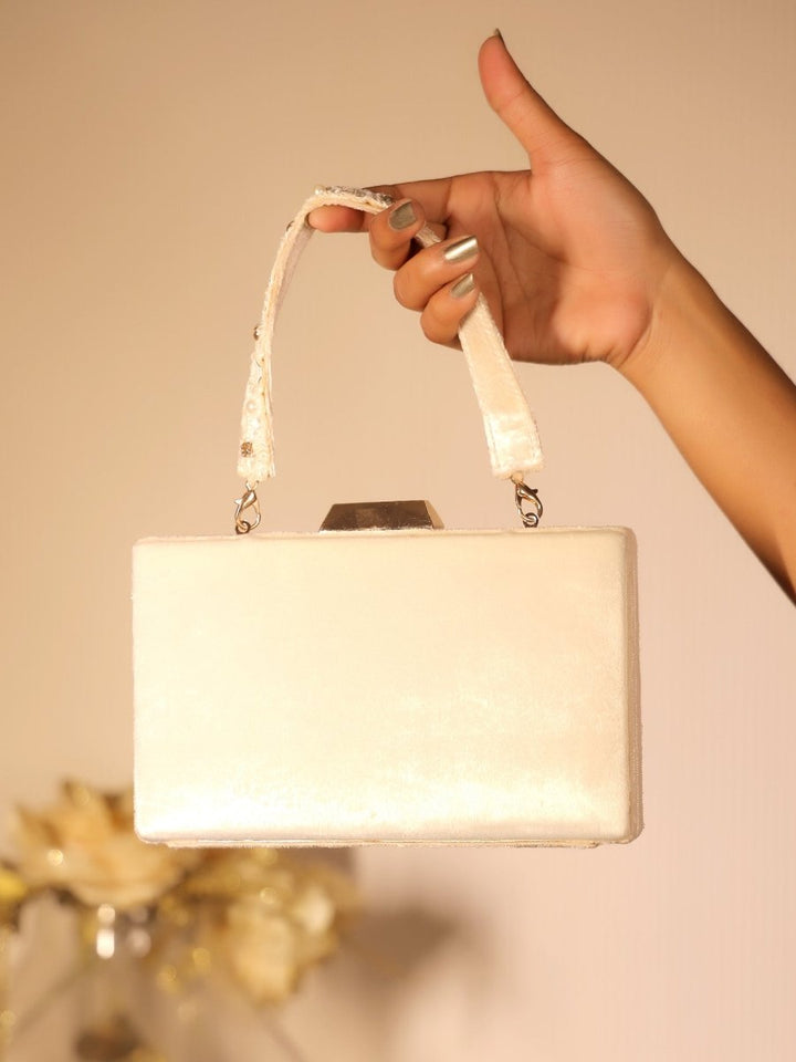 Anpurna White Evening Clutch - House of Sarvati LLC
