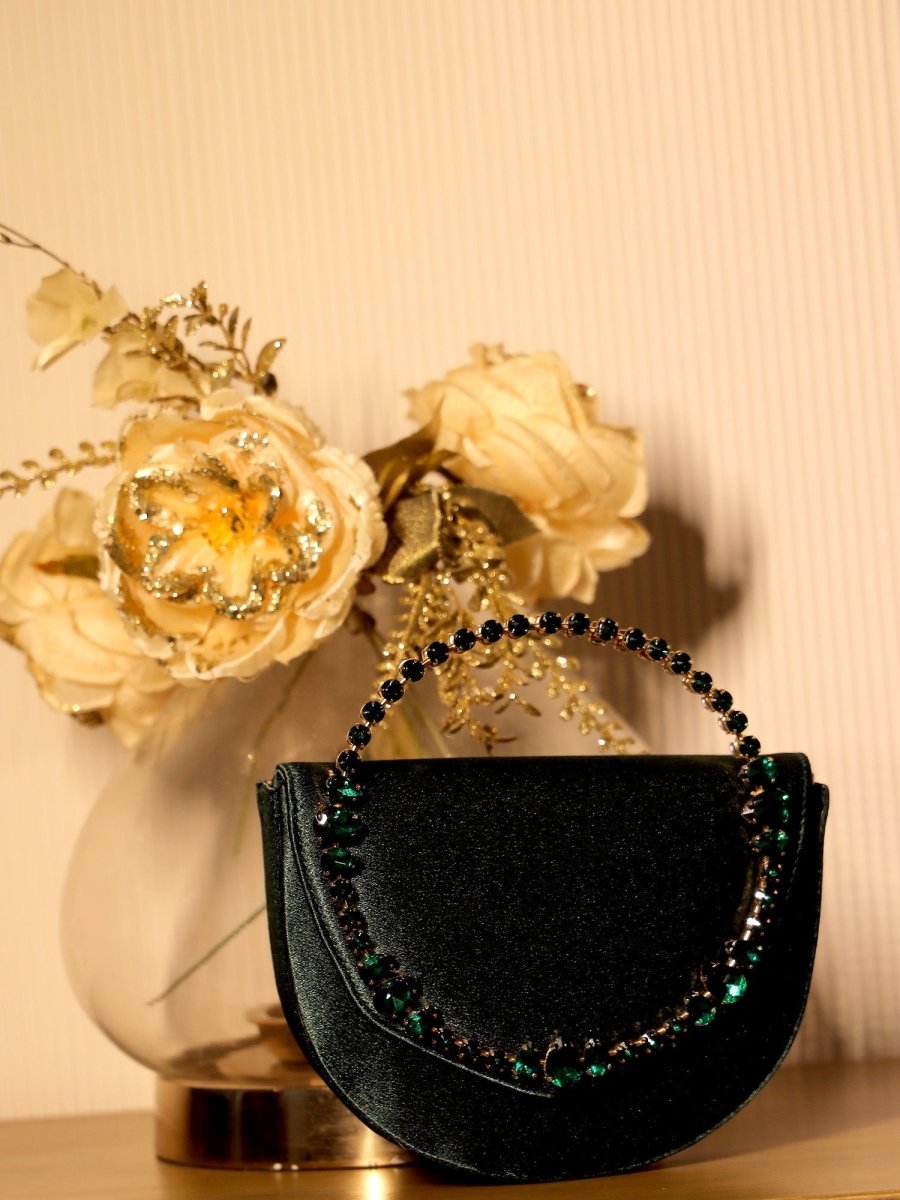 Anshita Green Evening Clutch - House of Sarvati LLC