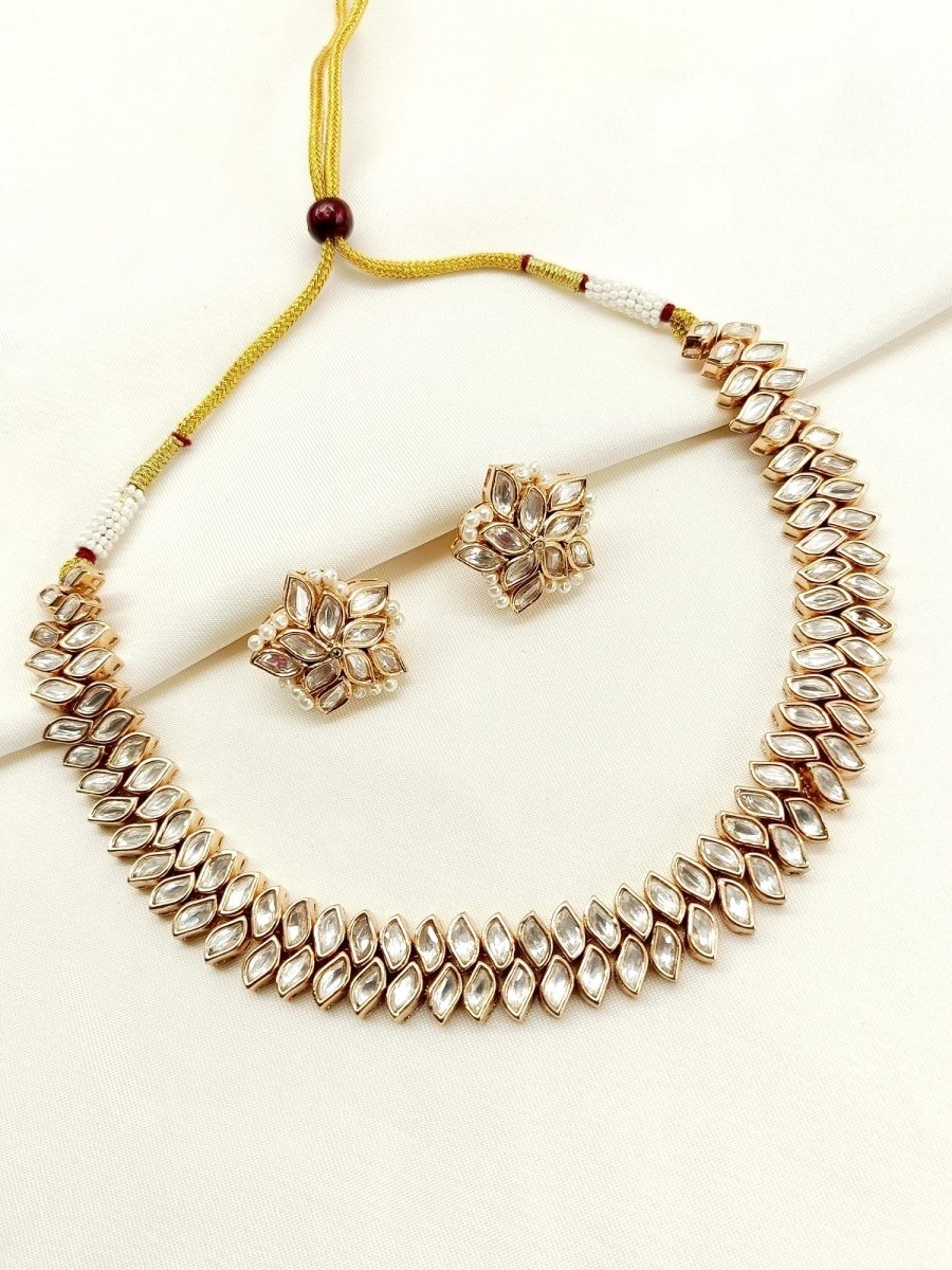 Anupama White Kundan Choker Set - House of Sarvati LLC