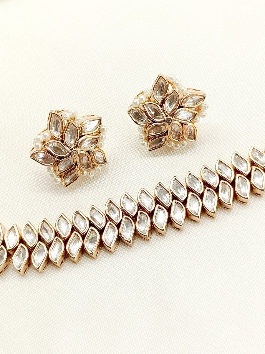 Anupama White Kundan Choker Set - House of Sarvati LLC