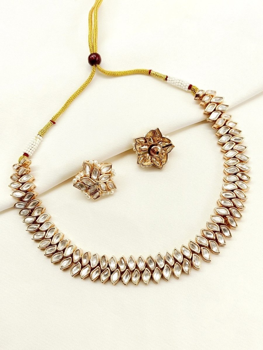 Anupama White Kundan Choker Set - House of Sarvati LLC