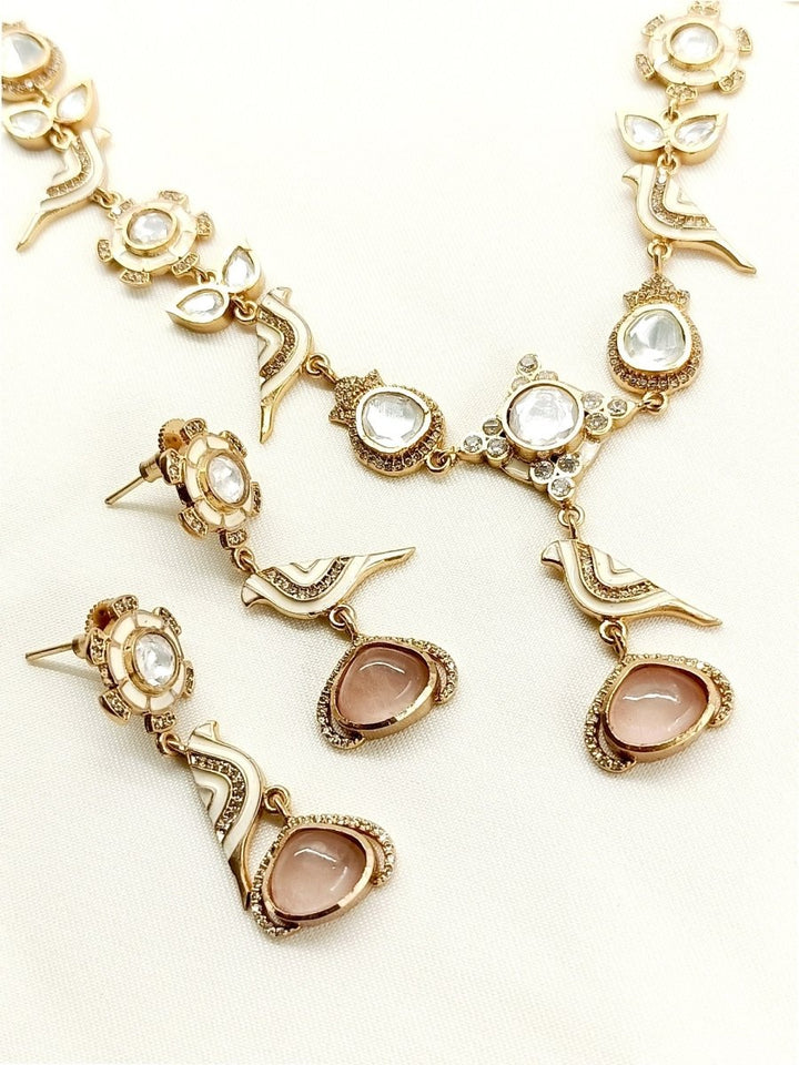 Anushri White Kundan Set - House of Sarvati LLC