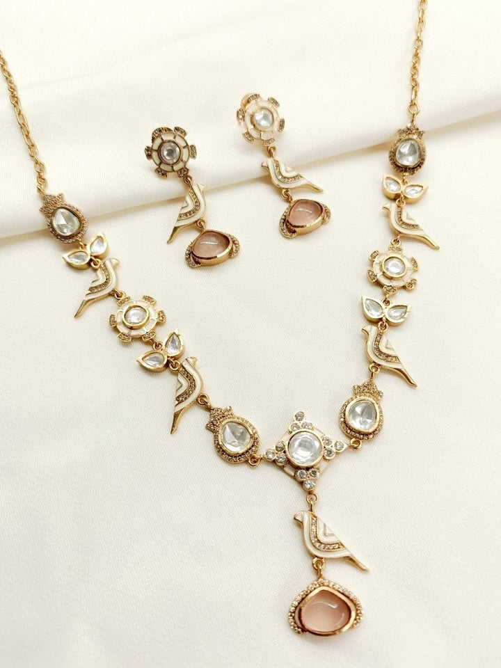 Anushri White Kundan Set - House of Sarvati LLC