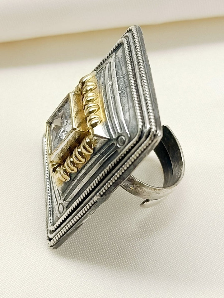 Anzlehika White Oxidized Finger Ring - House of Sarvati LLC