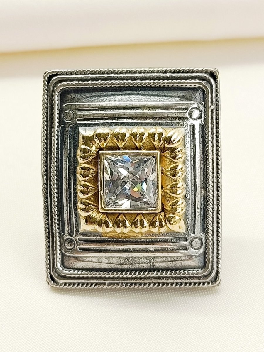 Anzlehika White Oxidized Finger Ring - House of Sarvati LLC