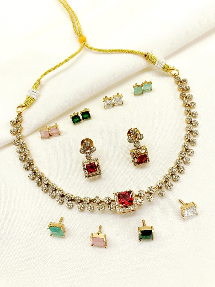 Elsa Multi Colour Polki Necklace Set