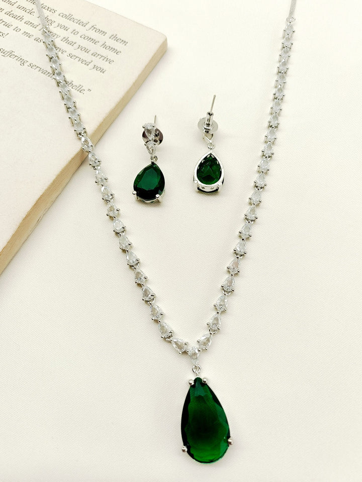 Myla Green American Diamond Necklace Set