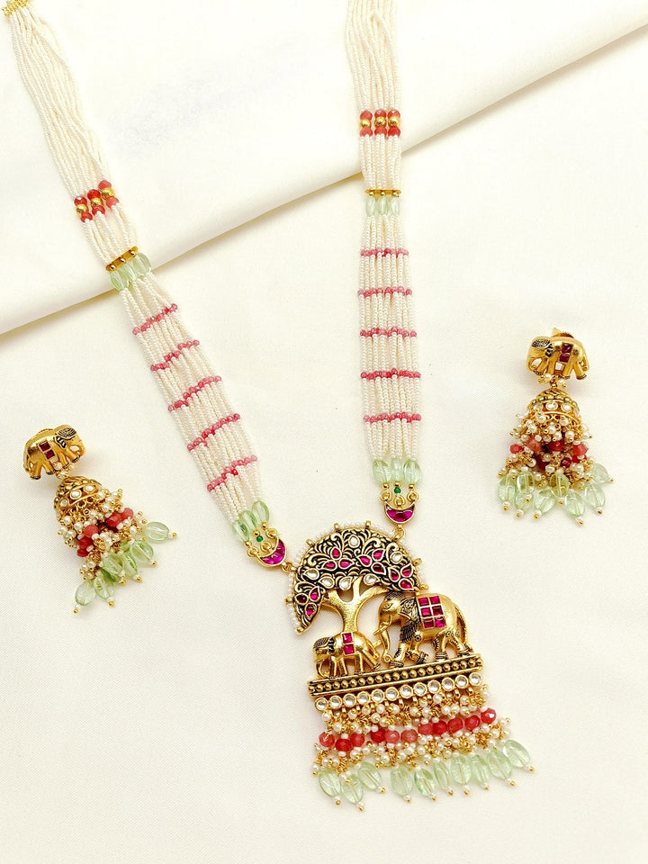 Aagamya Multi Colour Long Kundan Set
