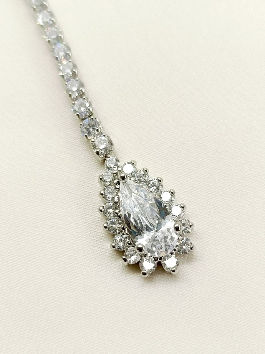 Aruna White American Diamond Maangtikka - House of Sarvati LLC