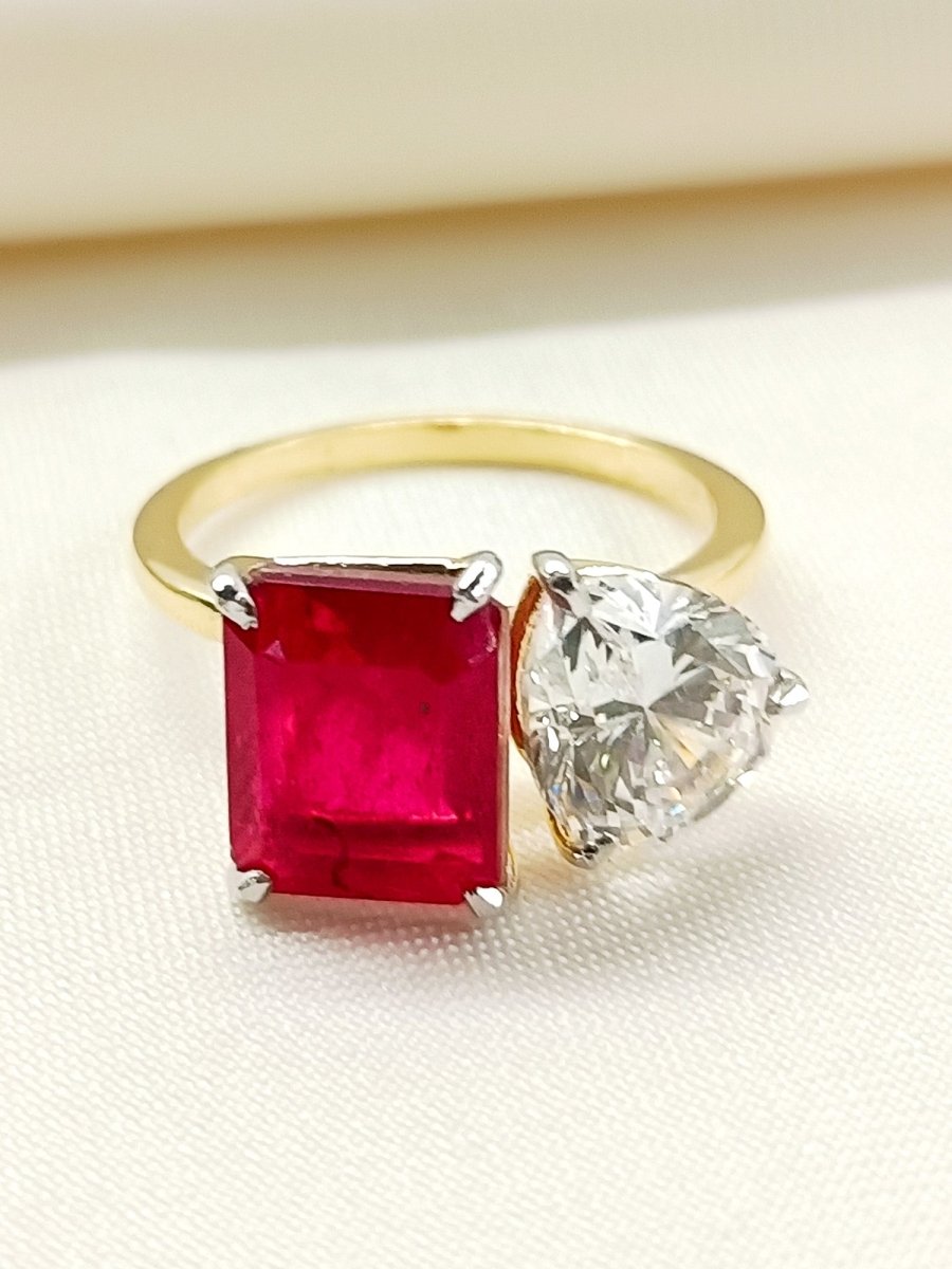 Asmat 92.5 Silver Swarovski Stone Finger Ring - House of Sarvati LLC