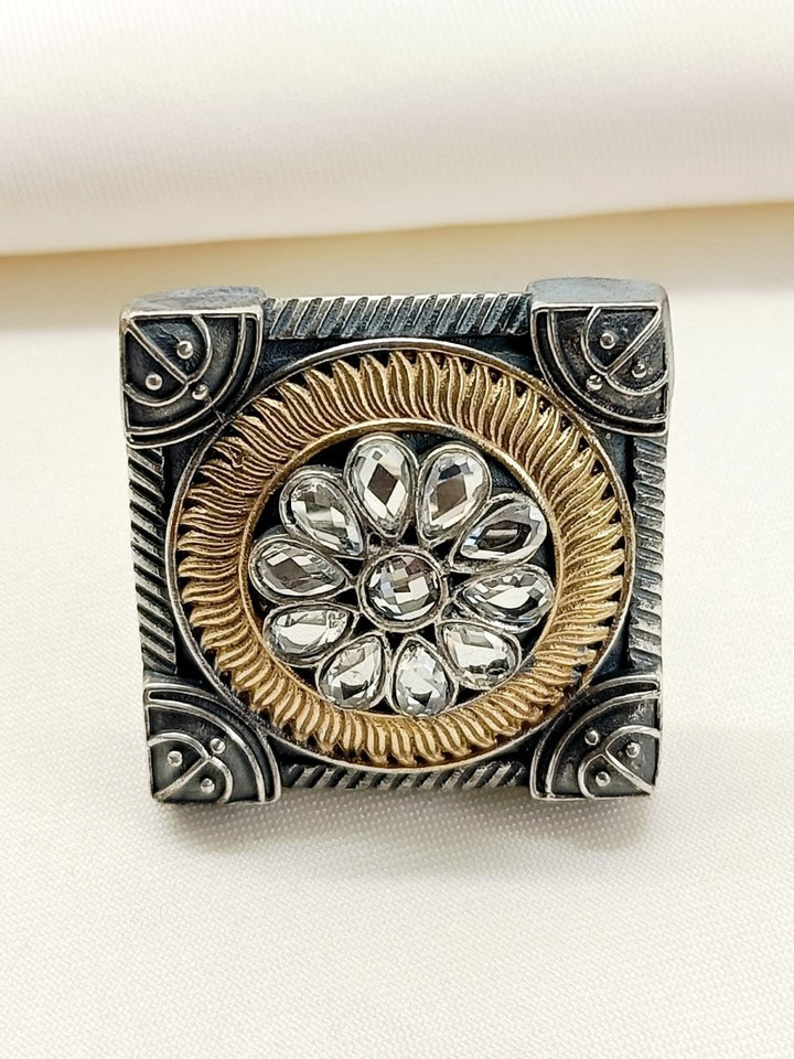 Aurelia White Oxidized Finger Ring - House of Sarvati LLC