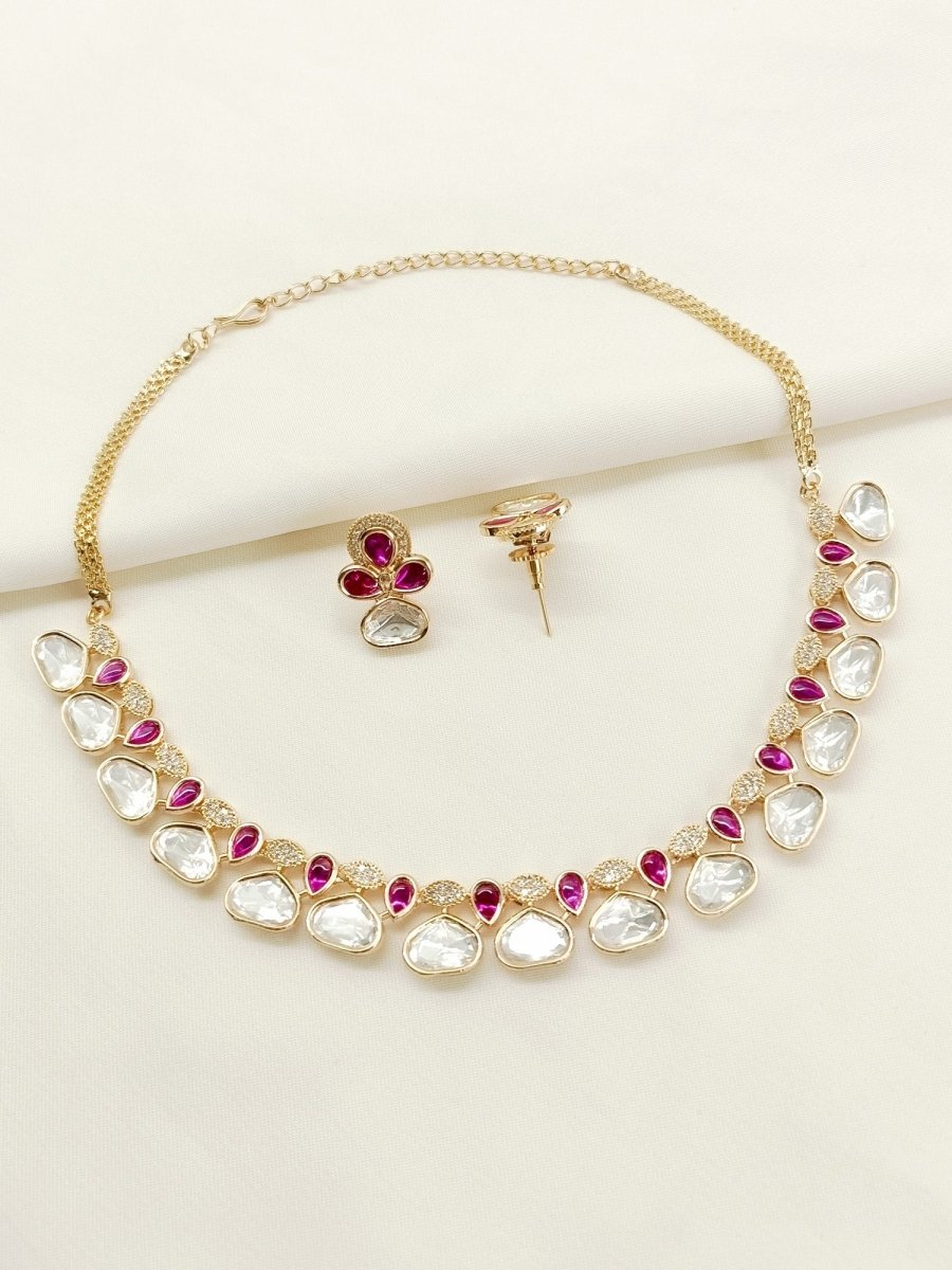 Avika Ruby Kundan Necklace Set - House of Sarvati LLC