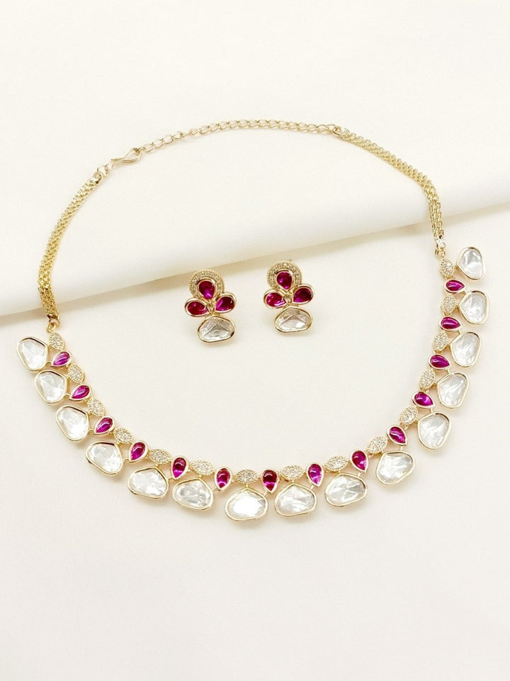 Avika Ruby Kundan Necklace Set - House of Sarvati LLC