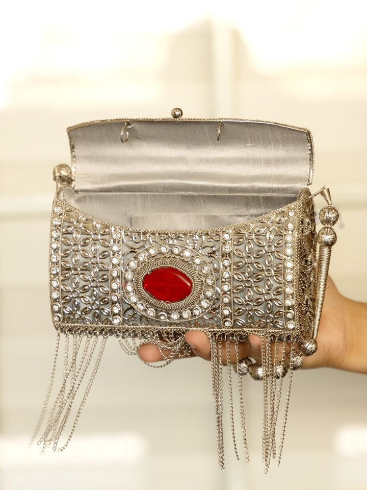 Betty Silver Evening Clutch - House of Sarvati LLC