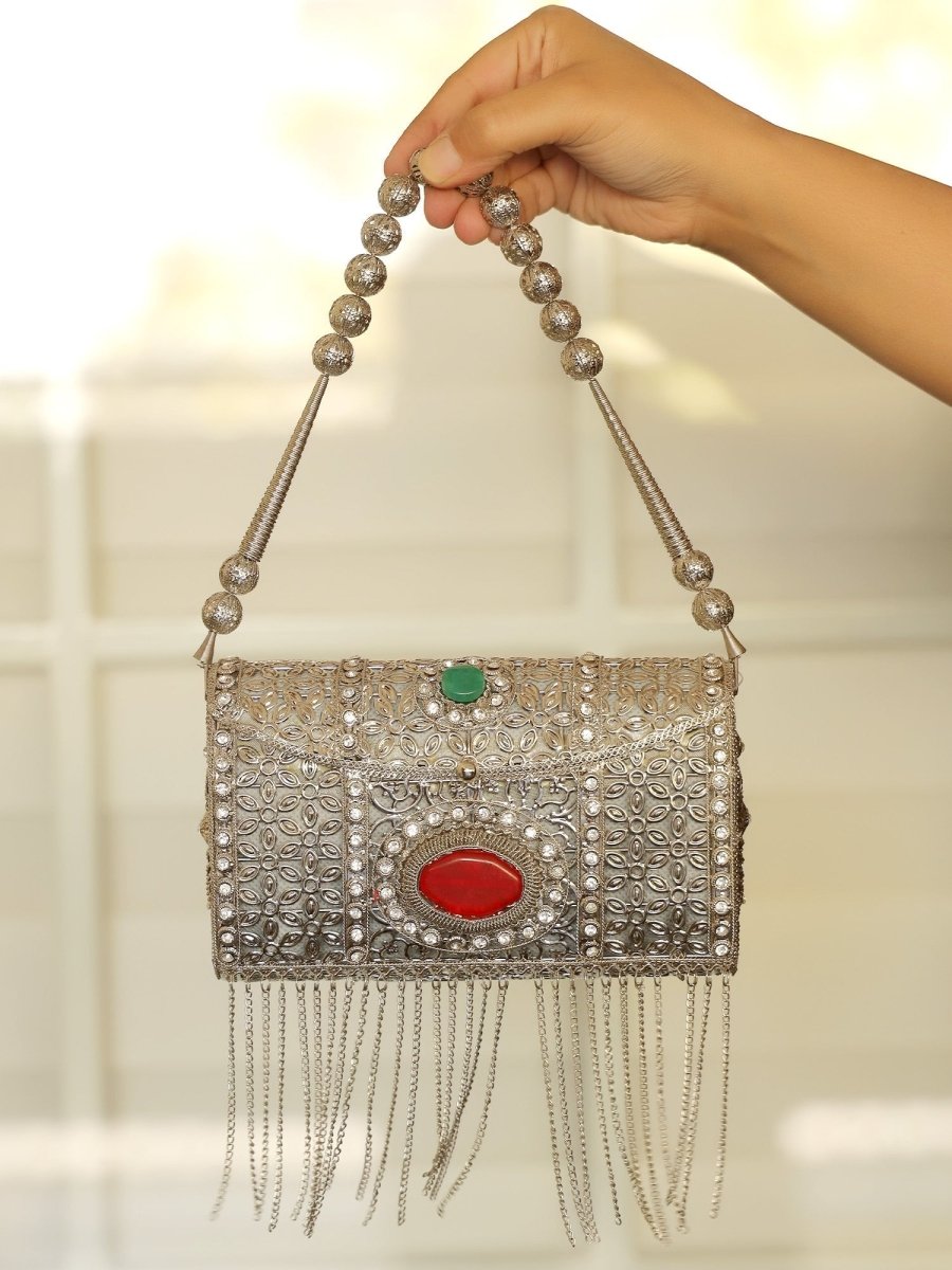 Betty Silver Evening Clutch - House of Sarvati LLC