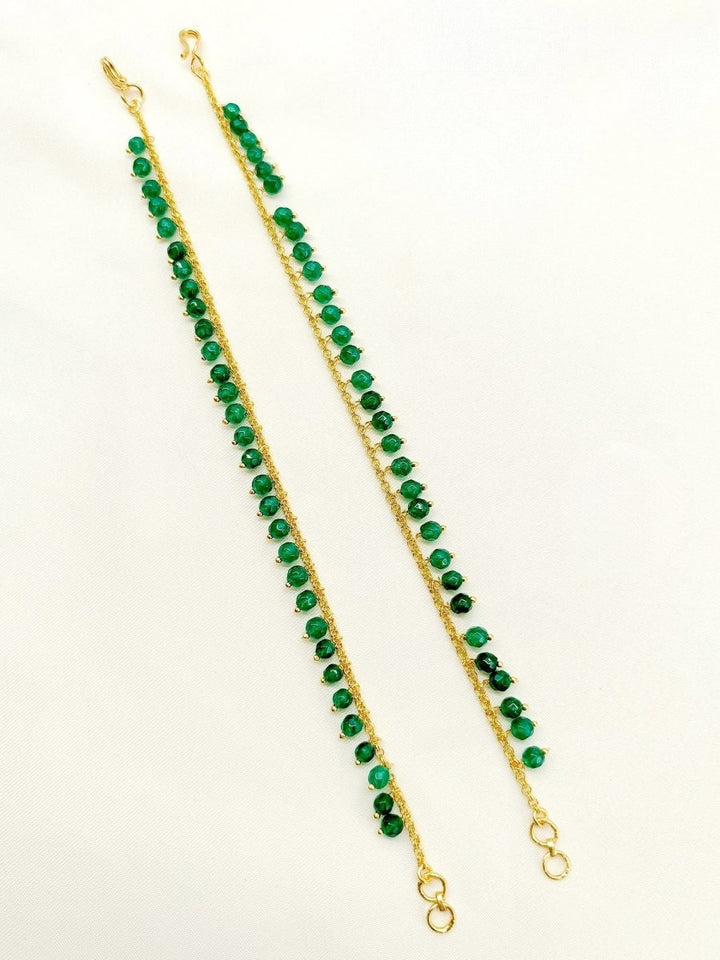 Bhagyalaxmi Green Traditional Ear Chain - House of Sarvati LLC
