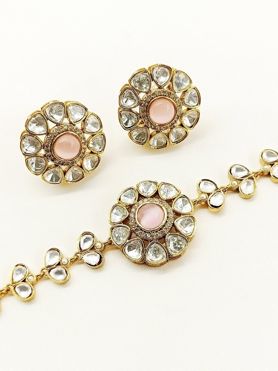 Bharati Baby Pink Kundan Choker Set - House of Sarvati LLC