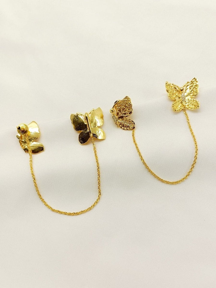 Bhuvi Golden Boutique Earring With Chain - House of Sarvati LLC