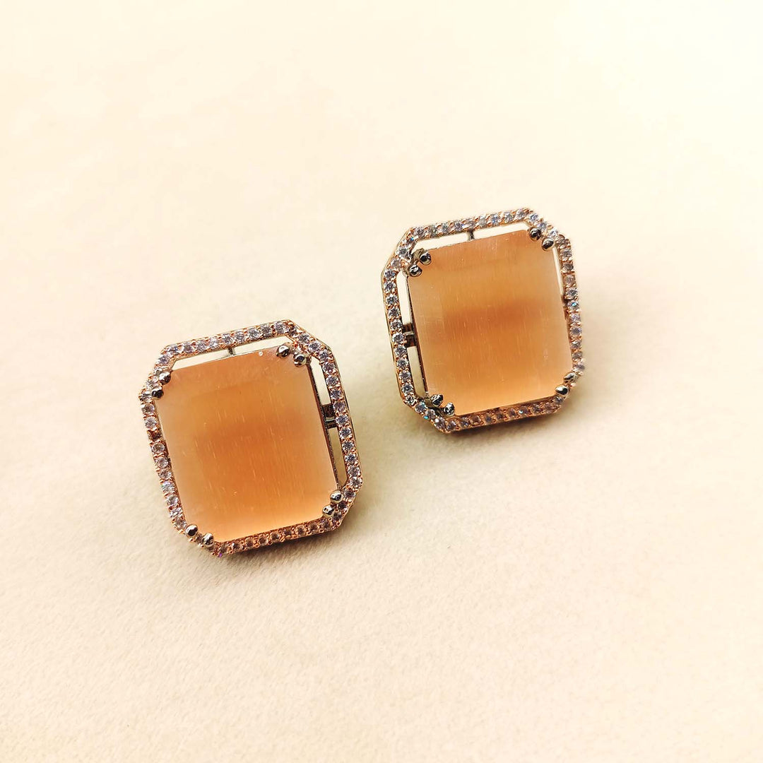 Ishita Peach Diamond Rhodium Plated Victorian Tops