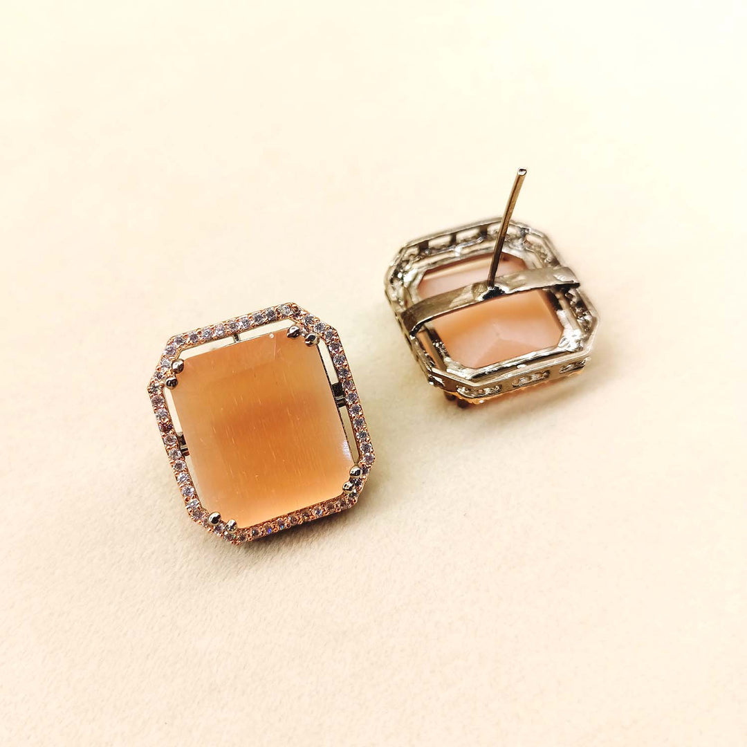 Ishita Peach Diamond Rhodium Plated Victorian Tops