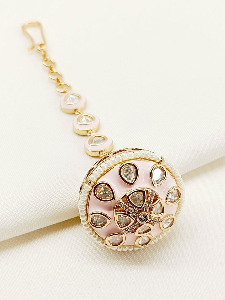 Chakrika Baby Pink Kundan Borla - House of Sarvati LLC