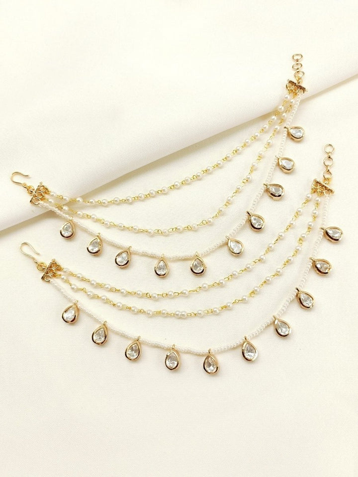 Chameli White Traditional Ear Chain. - House of Sarvati LLC
