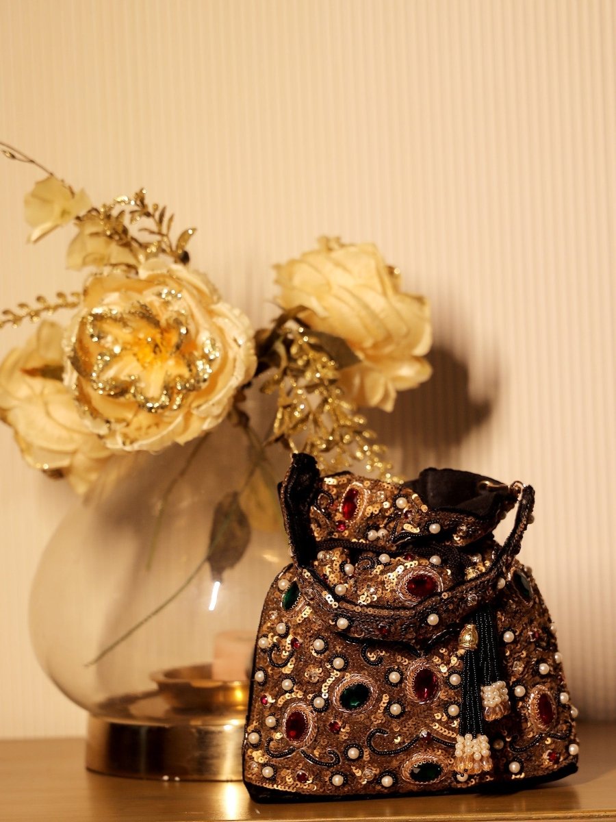 Chanchal Black Potli Bag - House of Sarvati LLC