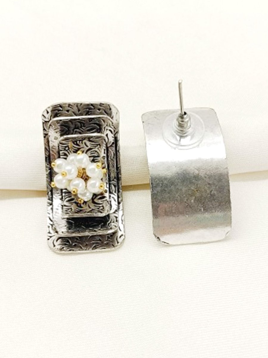 Chandrea White Pearl Oxidized Tops - House of Sarvati LLC